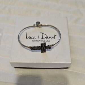 Luca + Danni Silver Bangle with Intricate Cross